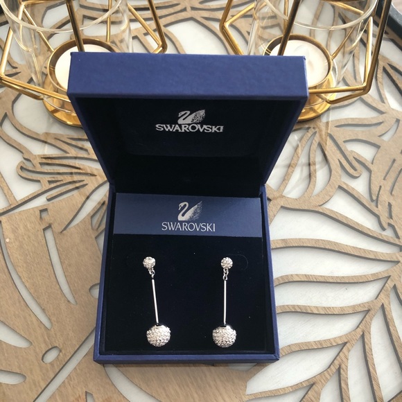 *NWT* Swarovski Crystal Pave Ball Drop Earrings - Picture 2 of 6